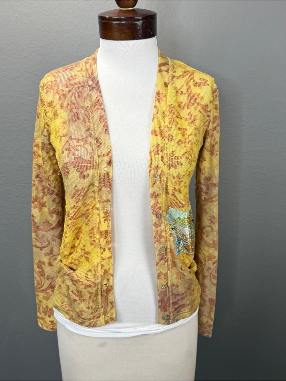 People of the Labyrinths Graphic Cardigan Rare Y2K AlchemyArt Knit Sweater Sz XS